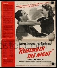 5m852 REMEMBER THE NIGHT pressbook '40 Preston Sturges, Barbara Stanwyck, Fred MacMurray, rare!