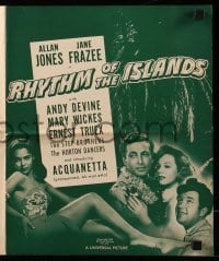 5m853 RHYTHM OF THE ISLANDS pressbook '43 Allan Jones, sexy tropical Acquanetta, Andy Devine!