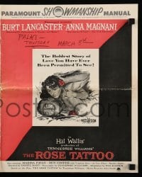 5m862 ROSE TATTOO pressbook '55 Burt Lancaster, Anna Magnani, written by Tennessee Williams!