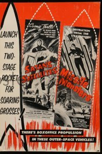 5m871 SATAN'S SATELLITES/MISSILE MONSTERS pressbook '58 cool outer-space double feature!