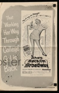 5m887 SHE'S BACK ON BROADWAY pressbook '53 full-length sexy Virginia Mayo in skimpy outfit!