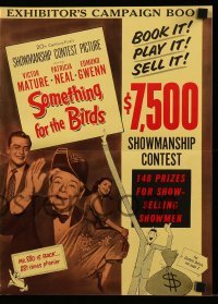 5m898 SOMETHING FOR THE BIRDS pressbook '52 Victor Mature, Patricia Neal, Edmund Gwenn!