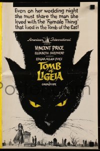 5m952 TOMB OF LIGEIA pressbook '65 Vincent Price, Roger Corman, Edgar Allan Poe, cool cat artwork!