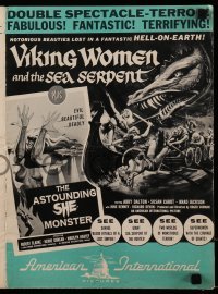 5m972 VIKING WOMEN & SEA SERPENT/ASTOUNDING SHE MONSTER pressbook '58 AIP, notorious beauties!