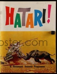 5m106 HATARI Australian souvenir program book '62 Howard Hawks, John Wayne in Africa, cool!