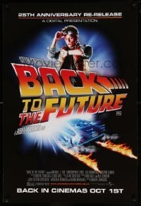 5p070 BACK TO THE FUTURE advance DS English 1sh R10 Michael J. Fox & Delorean by Drew Struzan!