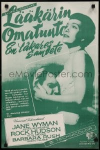 5p187 MAGNIFICENT OBSESSION Finnish '54 Jane Wyman holding Rock Hudson, Douglas Sirk!