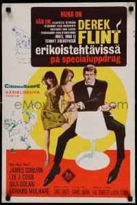5p195 OUR MAN FLINT Finnish '66 Bob Peak art of James Coburn, sexy James Bond spy spoof!
