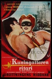 5p198 QUEEN MARGOT Finnish '55 art of sexy Jeanne Moreau in mask, Armando Francioli