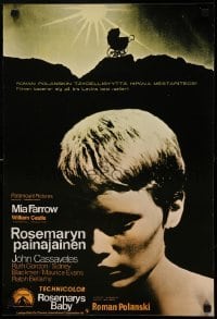 5p201 ROSEMARY'S BABY Finnish R70s Roman Polanski, close up of Mia Farrow, creepy carriage!