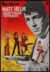 5p205 SILENCERS Finnish '66 great image of Dean Martin with gun and the sexy Slaygirls!