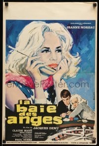 5p623 BAY OF THE ANGELS French 16x24 '63 Jacques Demy directed, Gonzalez art of Jeanne Moreau!