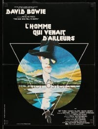 5p675 MAN WHO FELL TO EARTH French 16x21 '76 Nicolas Roeg, cool art of David Bowie by Fair!