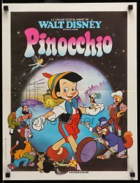 5p690 PINOCCHIO French 16x20 R80s Disney classic cartoon about a wooden boy who wants to be real!