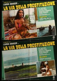 5p774 EMANUELLE & THE WHITE SLAVE TRADE set of 8 Italian 19x27 pbustas '78 super sexy Laura Gemser!