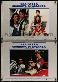 5p796 FERRIS BUELLER'S DAY OFF set of 6 Italian 18x26 pbustas '87 Broderick in Hughes' teen classic