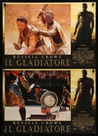 5p787 GLADIATOR set of 7 Italian 18x26 pbustas '00 Russell Crowe, Joaquin Phoenix, Ridley Scott!