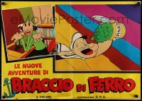 5p843 LE NUOVE AVVENTURE DI BRACCIO DI FERRO Italian 19x27 pbusta '77 Popeye eating spinach!