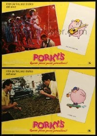 5p784 PORKY'S set of 8 Italian 18x26 pbustas '82 Bob Clark, Kim Cattrall, teenage sex classic!