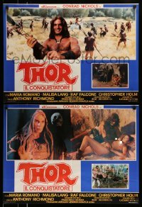 5p801 THOR THE CONQUEROR set of 6 Italian 19x26 pbustas '84 Conan rip-off, cool sword & sorcery!