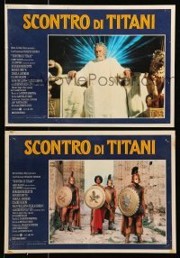 5p723 CLASH OF THE TITANS set of 4 Italian 13x19 pbustas '81 Ray Harryhausen, Olivier!