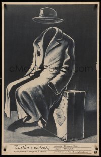 5p358 POST CARD FROM A JOURNEY Polish 24x38 '83 cool invisible man art by Bednarski!