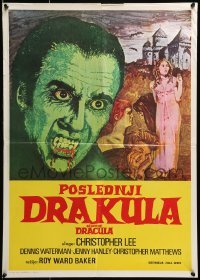 5p014 SCARS OF DRACULA Yugoslavian 20x28 '70 art of bloody vampire Christopher Lee, Hammer horror!