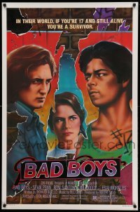 5r067 BAD BOYS 1sh '83 Javack artwork of tough teen Sean Penn, Ally Sheedy!