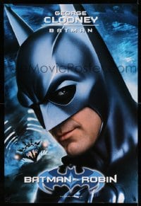 5r077 BATMAN & ROBIN teaser 1sh '97 cool super close up of George Clooney in costume!