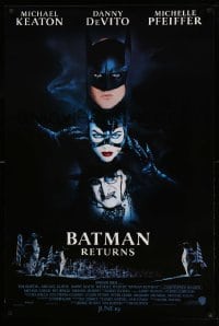 5r088 BATMAN RETURNS int'l advance 1sh '92 Burton, Keaton, cool dark date design!