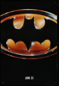 5r081 BATMAN teaser 1sh '89 directed by Tim Burton, cool image of Bat logo, matte finish!