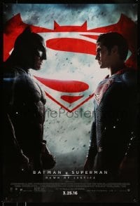 5r089 BATMAN V SUPERMAN advance DS 1sh '16 Ben Affleck and Henry Cavill in title roles facing off!