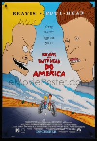 5r098 BEAVIS & BUTT-HEAD DO AMERICA int'l advance DS 1sh '96 Mike Judge MTV delinquent cartoon!