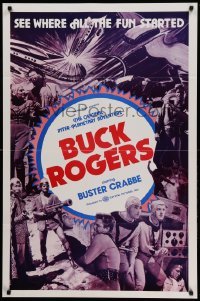 5r142 BUCK ROGERS 1sh R66 Buster Crabbe sci-fi serial, see where all the fun started!