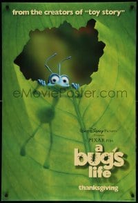 5r144 BUG'S LIFE advance DS 1sh '98 Thanksgiving style, Disney, Pixar, ant peeking through leaf