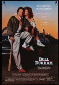 5r145 BULL DURHAM 1sh '88 great image of baseball player Kevin Costner & sexy Susan Sarandon
