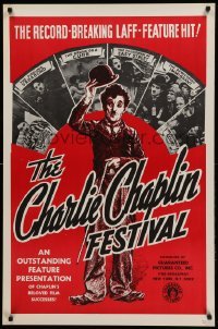 5r167 CHARLIE CHAPLIN FESTIVAL 1sh R1960s a record-breaking laff-feature hit, great images!