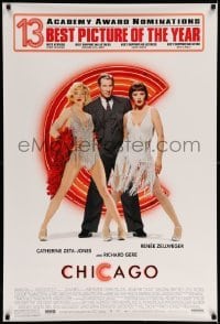 5r170 CHICAGO DS 1sh '02 Zellweger & Zeta-Jones, Gere, 13 nominations, wacky switched credits!