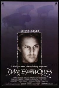 5r216 DANCES WITH WOLVES DS 1sh '90 Kevin Costner directs & stars, image of buffalo!