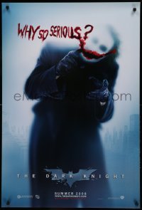 5r221 DARK KNIGHT teaser DS 1sh '08 cool image of Heath Ledger as the Joker, why so serious?