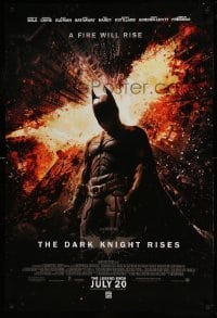 5r223 DARK KNIGHT RISES advance DS 1sh '12 Christian Bale as Batman, a fire will rise!