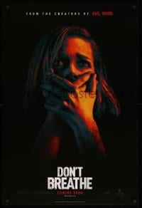 5r246 DON'T BREATHE teaser DS 1sh '16 super close-up of terrified Jane Levy, Fede Alvarez horror!