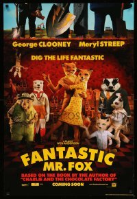5r287 FANTASTIC MR. FOX teaser DS 1sh '09 Wes Anderson stop-motion, George Clooney, Meryl Streep!