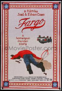 5r288 FARGO DS 1sh '96 a homespun murder story from Coen Brothers, Dormand, needlepoint design!