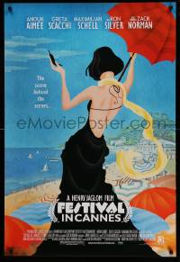 5r291 FESTIVAL IN CANNES 1sh '01 Anouk Aimee, artwork of sexy woman at the beach!