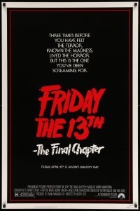 5r315 FRIDAY THE 13th - THE FINAL CHAPTER 1sh '84 Part IV, slasher sequel, Jason's unlucky day!