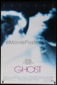 5r326 GHOST 1sh '90 classic romantic close up of dead Patrick Swayze & sexy Demi Moore!