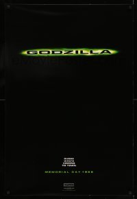 5r339 GODZILLA heavy stock teaser 1sh '98 Matthew Broderick, Jean Reno, Hank Azaria, American remake