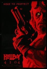 5r389 HELLBOY teaser 1sh '04 Mike Mignola comic, cool red image of Ron Perlman, here to protect!