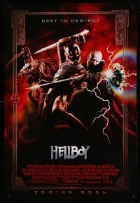 5r388 HELLBOY int'l advance DS 1sh '04 Perlman, Guillermo del Toro, great image of the villains!
